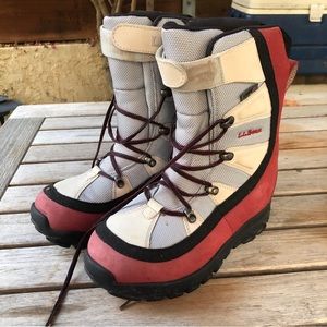 L.L. Bean Women's Red and Gray Insulated Winter Boots